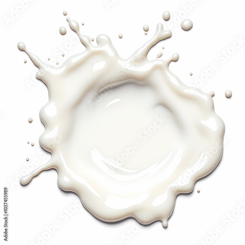 spilled milk puddle isolated on white background