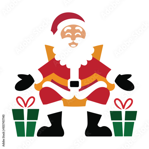 Santa Claus and elf delivering gifts