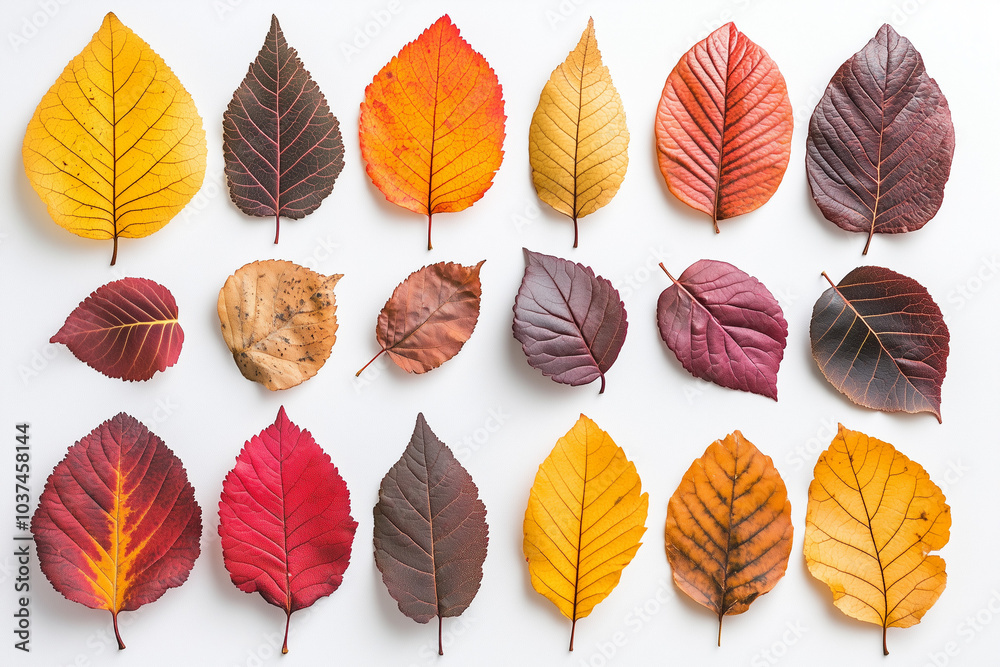 Autumn leaves isolated on a white background, top view... Autumn leaves isolated on a white background, top view...