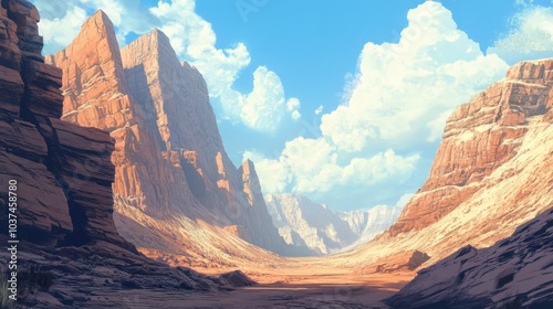 Serene Canyon Landscape with Dramatic Clouds