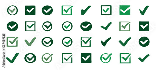 check marks different styles, positive yes finished success