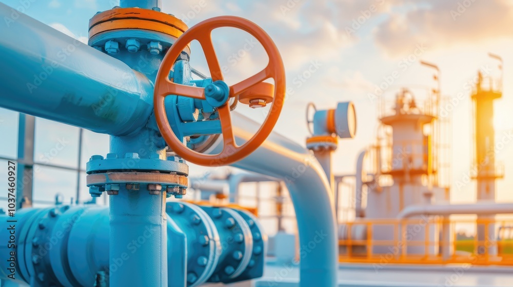 Closeup of Pipelines at a Gas Refinery Industrial Closeup of Pipelines at a Gas Refinery Industrial