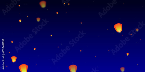 Sky lanterns floating in the night sky.