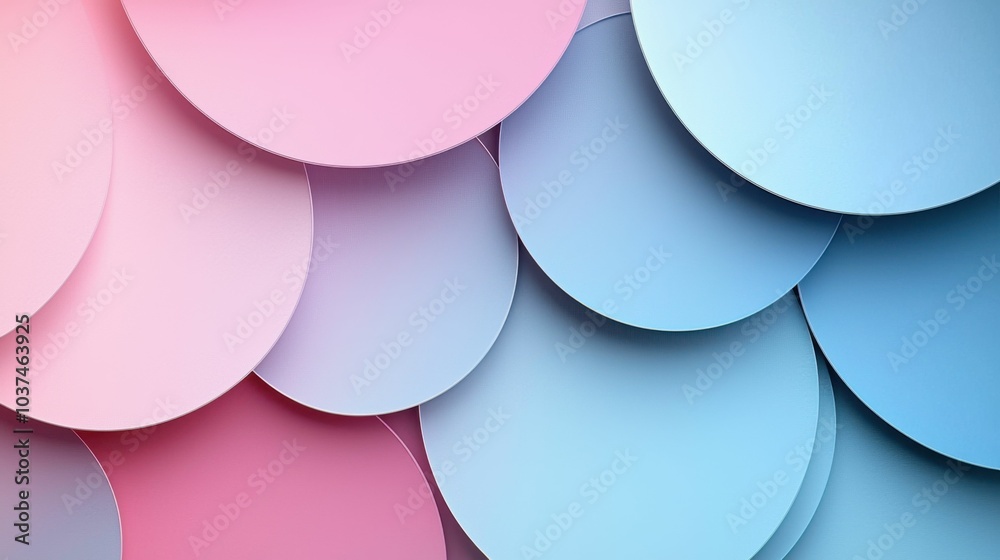 An abstract composition of overlapping circular shapes in soft shades of blue and pink, showcasing a modern design with smooth textures, evoking a calm and playful atmosphere. An abstract composition of overlapping circular shapes in soft shades of blue and pink, showcasing a modern design with smooth textures, evoking a calm and playful atmosphere.
