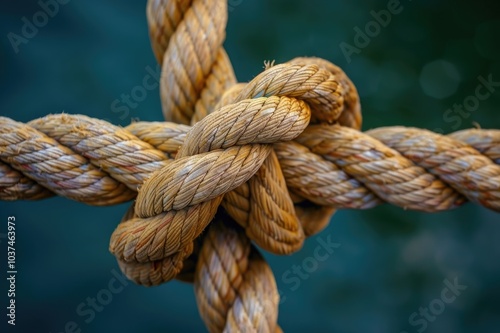 Concept Of Teamwork And Unity as a business metaphor for joining an inclusive partnership as twisted diverse ropes connected together as a corporate symbol for cooperation and working collaboration