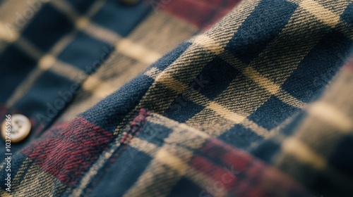 Close-up of Flannel Fabric with Check Pattern