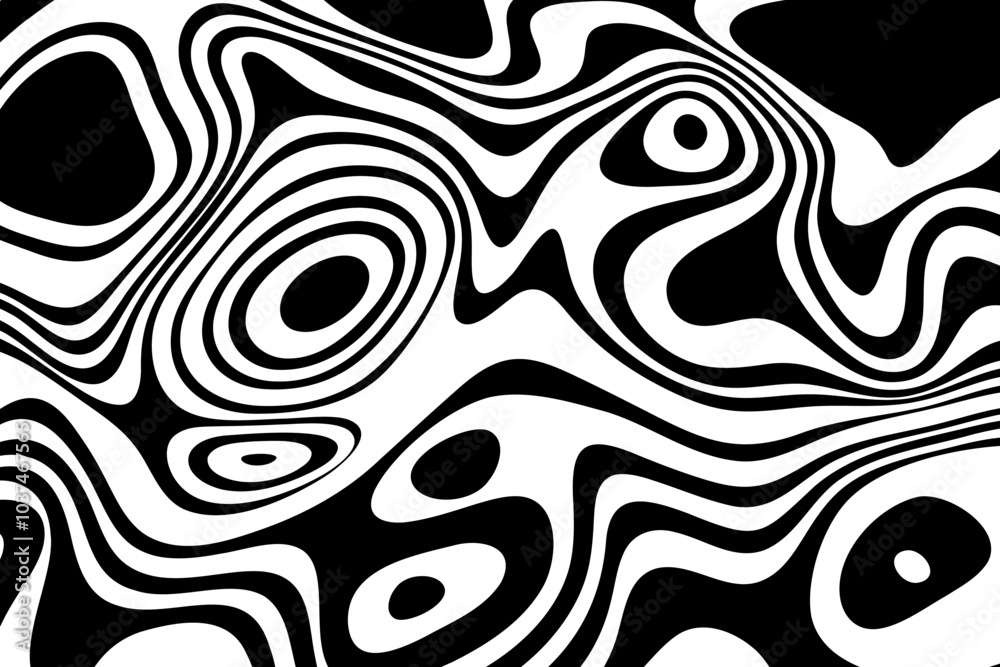 Fototapeta premium Abstract wave vector background. Stylized black White illusion. Modern graphic line art. Eps 10