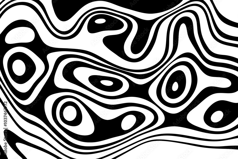 Fototapeta premium Black on white abstract perspective line wave stripes with 3d dimensional effect isolated on white. Eps 10