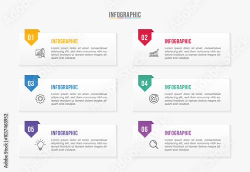 Timeline infographic template design. 4-5-6 options or steps business infographic template design. Can be used for process diagram, presentations, workflow layout, flow chart, steps, banner.