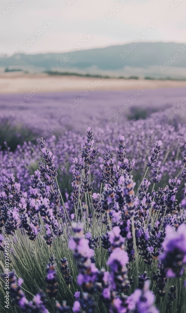 Fototapeta premium Lavender field in bloom, purple flowers.