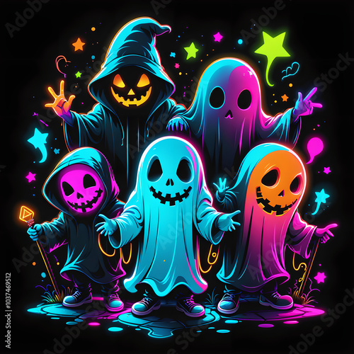 Playful Ghostly Figures: Mischievous & Charming Whimsical Designs photo