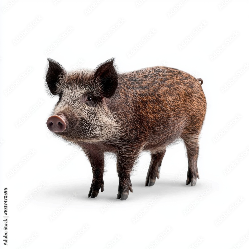 Captivating Wild Boar on White Background Captivating Wild Boar on White Background