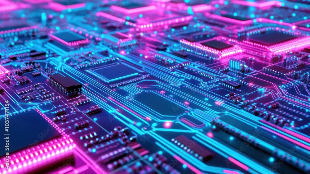 Circuit Board with Neon Lights Circuit Board with Neon Lights