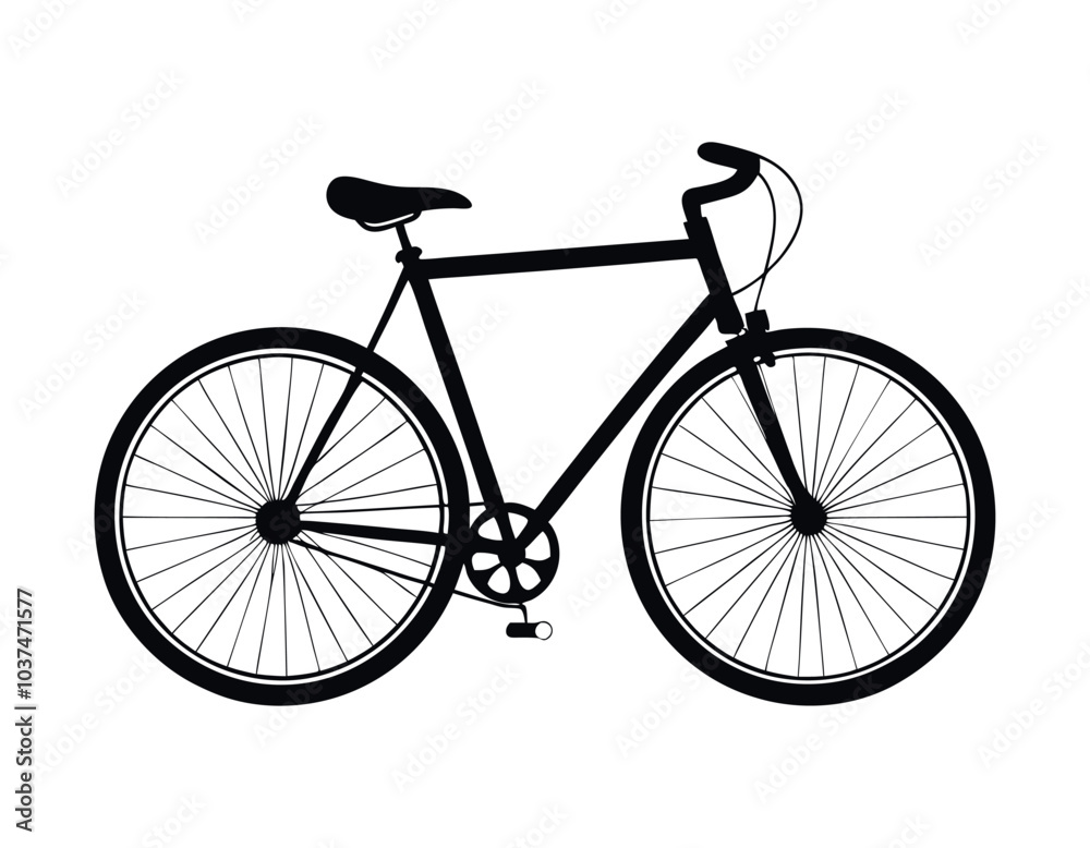 Fototapeta premium Classic Bicycle Silhouette Icon in Black-and-White with Easy Customization and Organized Layers, cycle icon vector, bicycle illustration, Adobe Illustrator Artwork