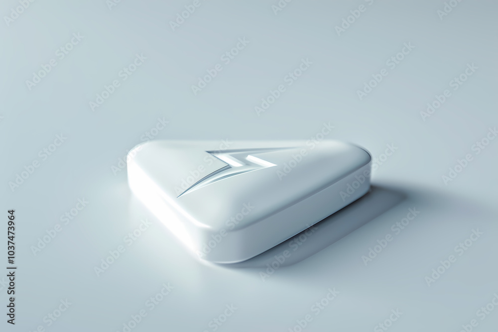 A sleek, white triangular emblem with a modern design, casting soft shadows, perfect for branding or tech-related themes. A sleek, white triangular emblem with a modern design, casting soft shadows, perfect for branding or tech-related themes.