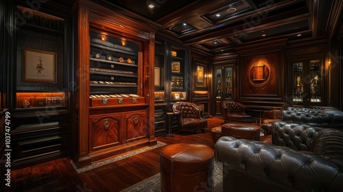 Obraz na płótnie A refined Hollywood Regency cigar lounge w salonie