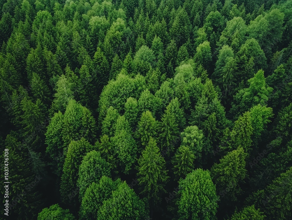 Symmetrical Canopy Aerial View of Lush Green Forest with Towering Trees, Natural Patterns, and Peaceful Tranquility - Nature Conservation Concept Symmetrical Canopy Aerial View of Lush Green Forest with Towering Trees, Natural Patterns, and Peaceful Tranquility - Nature Conservation Concept