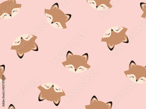 HAND DRAWN FOX REPEAT PATTERN ADORABLE NURSERY PRINT. FOX CONVERSATIONAL CUTE JUNGLE SEAMLESS IN VECTOR FILE