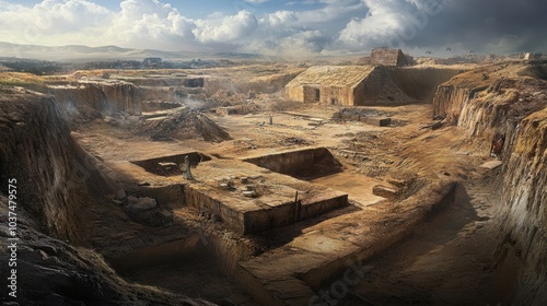 Ancient Ruins in Desert Landscape