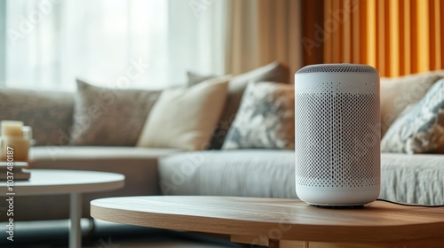 Air purifier on a table in the living room