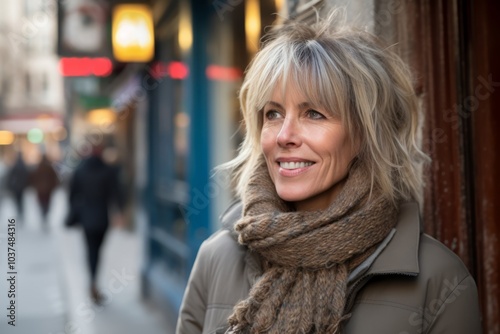 Portrait of a beautiful middle-aged woman in a city street