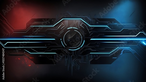 Red and blue abstract futuristic gaming background. Generative Ai.