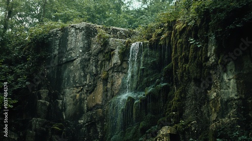 Serenity of Waterfall Amidst Lush Greenery