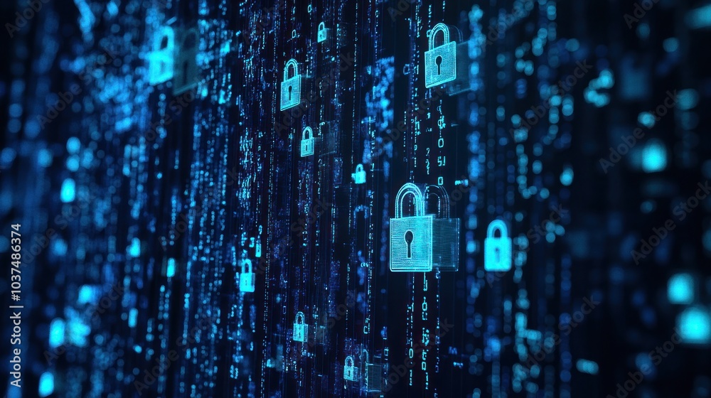 Cyber Security Digital Lock Illustration Cyber Security Digital Lock Illustration