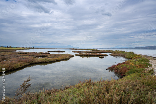 Wallpaper Mural Beautiful landscape of a lagoon at Greece. Cloudy sky at the background. Torontodigital.ca