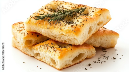 Italian Focaccia Extravaganza isolated on white background