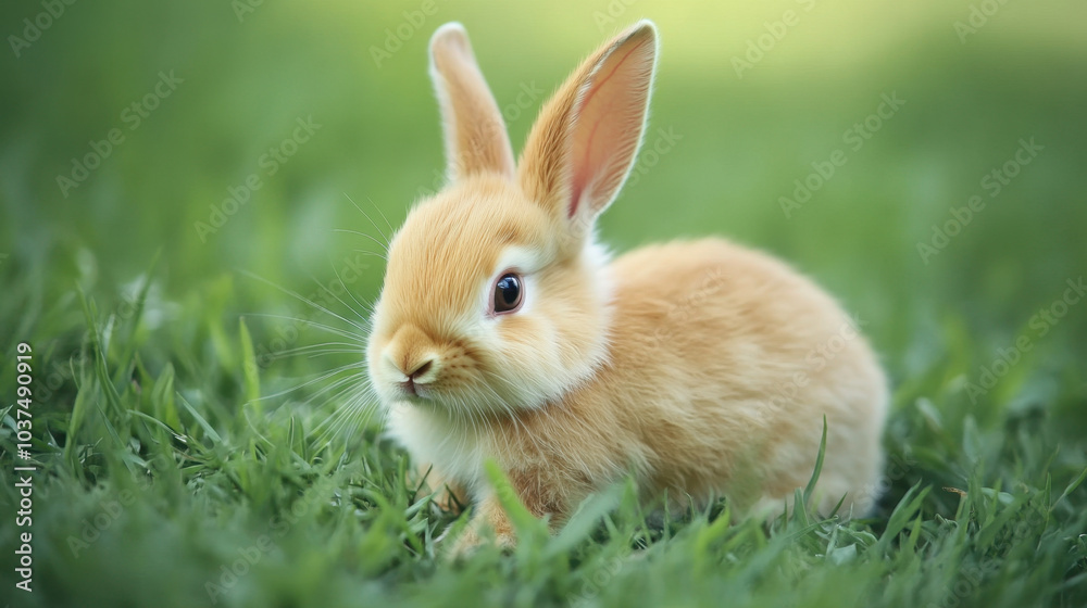 cute rabbit sits on lush green grass, showcasing its soft fur and curious expression. This adorable creature embodies charm of nature and brings joy to any outdoor scene cute rabbit sits on lush green grass, showcasing its soft fur and curious expression. This adorable creature embodies charm of nature and brings joy to any outdoor scene