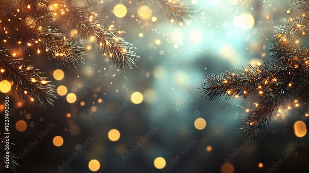 Magical Holiday Lights on Evergreen Branches Magical Holiday Lights on Evergreen Branches