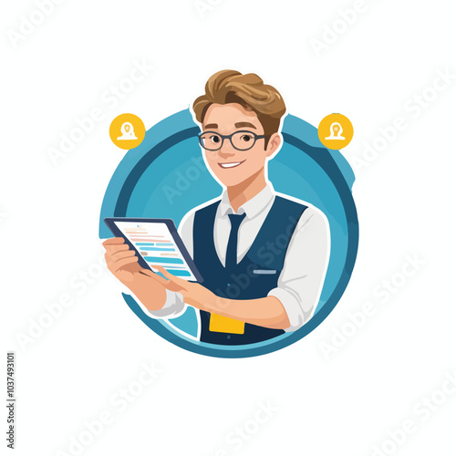 a man with glasses holding a piece of paper for office survey