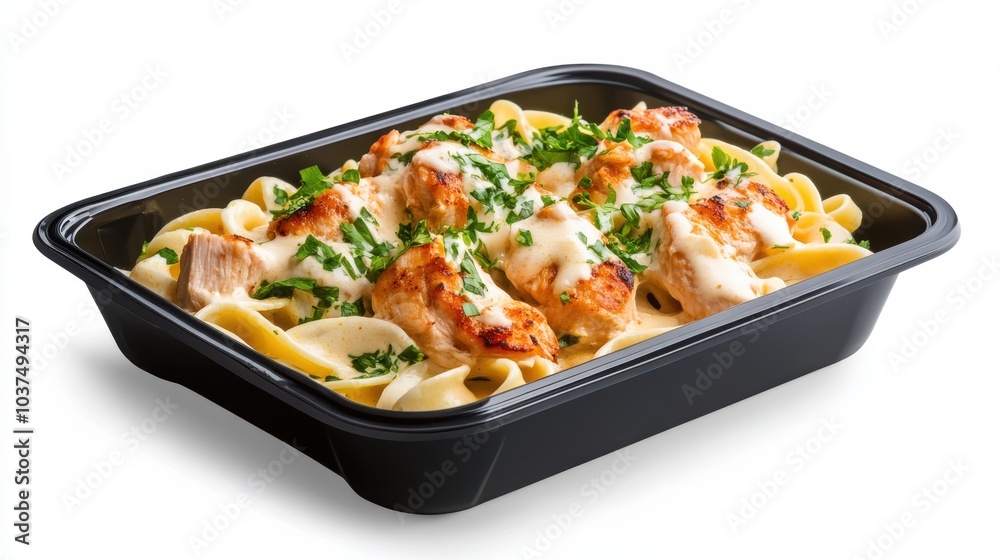 Black Plastic Rectangular Food Container with Pasta Black Plastic Rectangular Food Container with Pasta