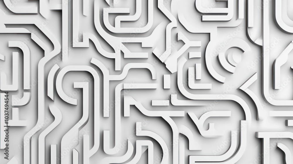 Abstract White 3D Maze Pattern Abstract White 3D Maze Pattern