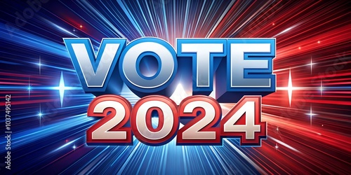 “Vote 2024” in bold text with dynamic red and blue streaks in the background, symbolizing a call to action for the upcoming election.