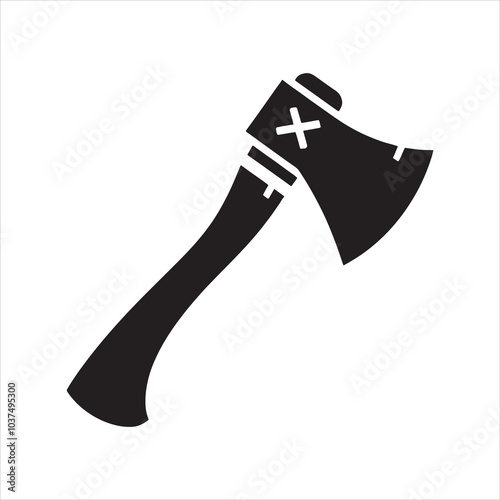 Axe icon silhouette on white background
