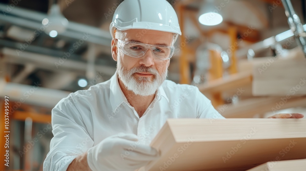 Professional Businessman Inspecting Wooden Materials Professional Businessman Inspecting Wooden Materials