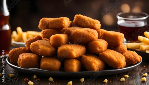 Golden Fried Chicken Nuggets on Plate