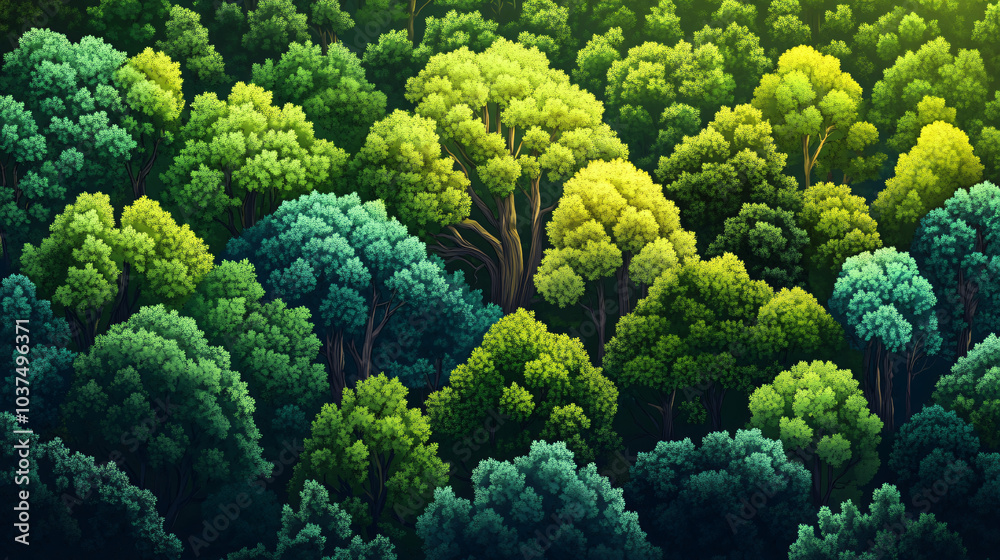 A lush green forest filled with diverse tree species, creating a vibrant ecosystem. A lush green forest filled with diverse tree species, creating a vibrant ecosystem.