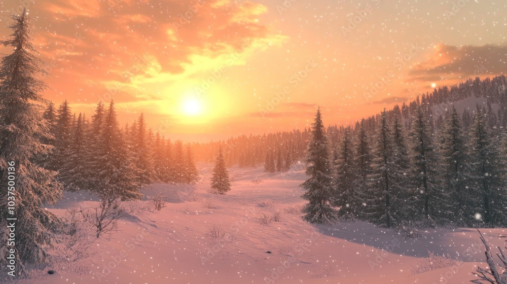 Snowy Sunset in a Winter Wonderland Snowy Sunset in a Winter Wonderland