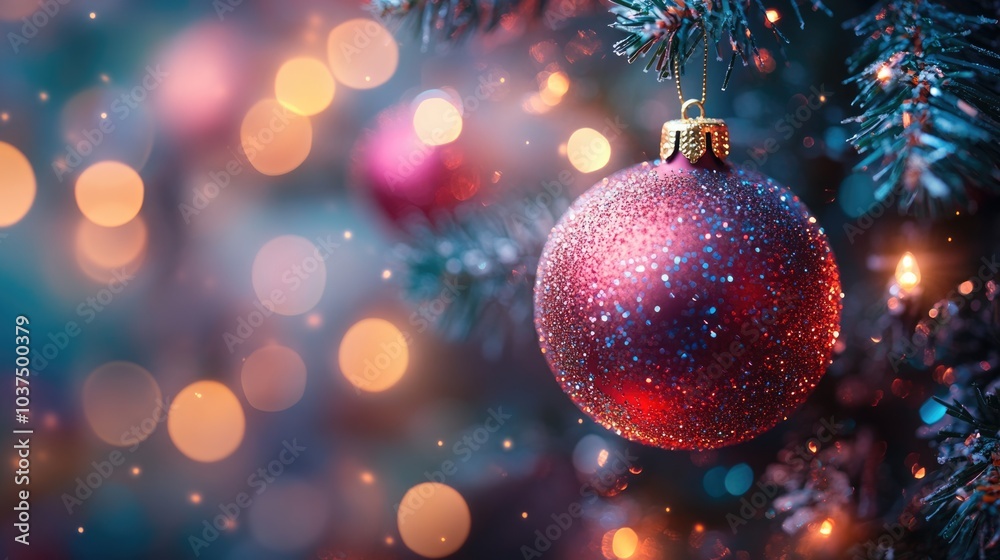 Beautiful Christmas background with fir branches and Christmas tree balls. Christmas background with glitter, garlands and bokeh. Christmas concept. Beautiful Christmas background with fir branches and Christmas tree balls. Christmas background with glitter, garlands and bokeh. Christmas concept.