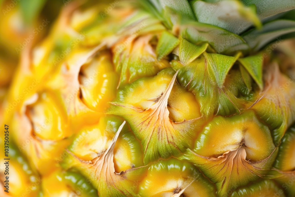 Yellow Background Highlighting Juicy Pineapple Texture Yellow Background Highlighting Juicy Pineapple Texture