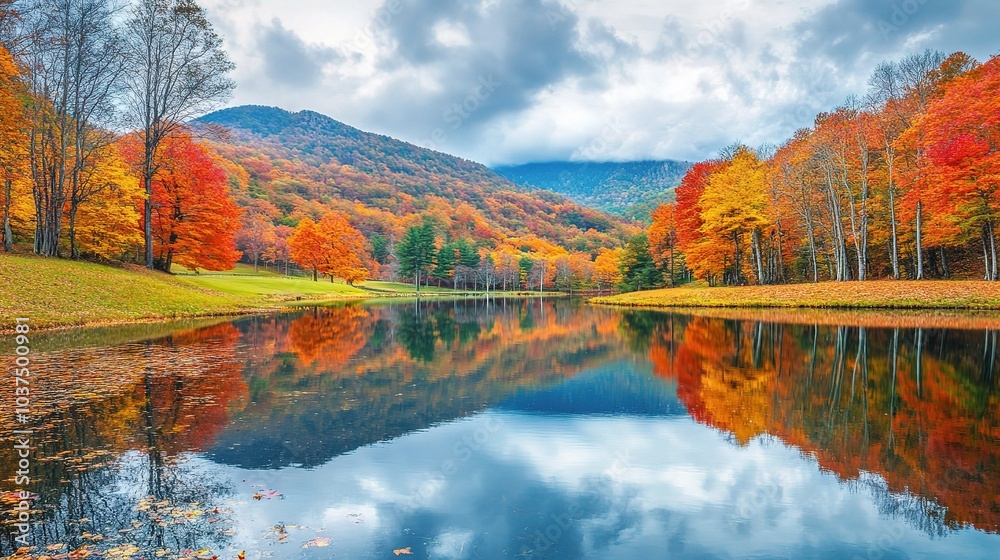 Colorful Autumn Reflections in a Calm Lake Colorful Autumn Reflections in a Calm Lake