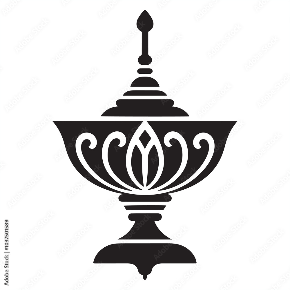 Decorative lamp icon silhouette on white background
Decorative lamp icon silhouette on white background