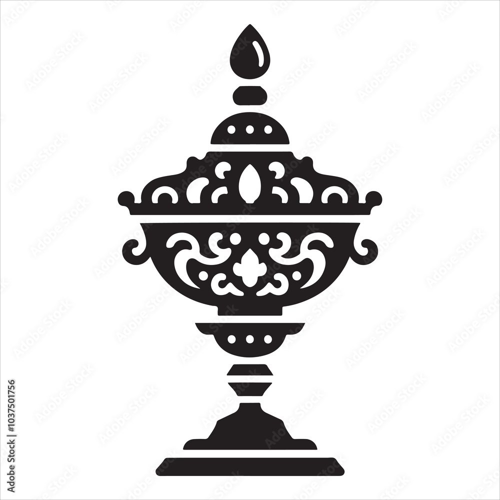Decorative lamp icon silhouette on white background
Decorative lamp icon silhouette on white background