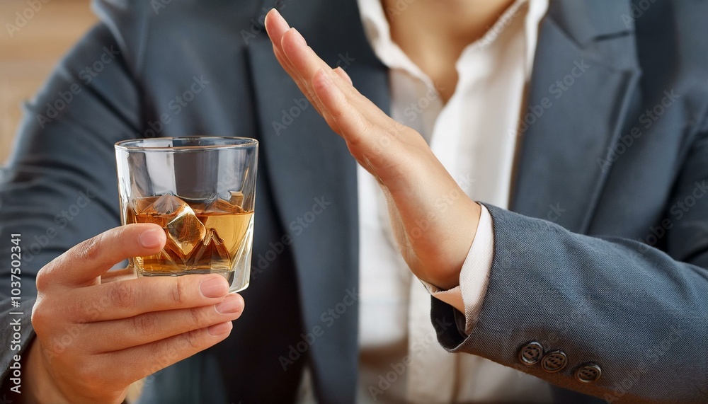 Stop Drinking Alcohol. Refuse Glass Of Whisky Stop Drinking Alcohol. Refuse Glass Of Whisky