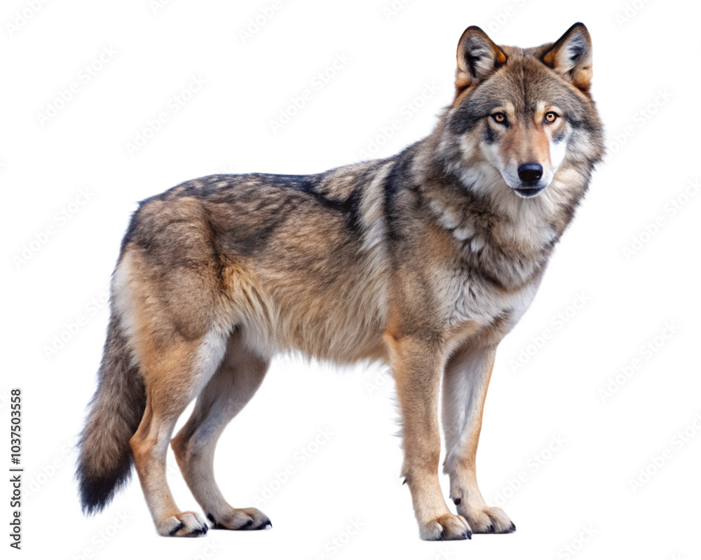Fototapeta premium Wolf isolated on white, transplant png.