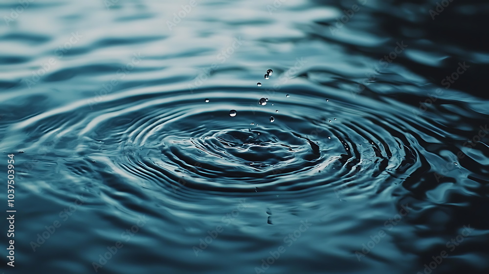 Captivating water ripples the serene beauty of a droplet splashing on a calm blue surface Captivating water ripples the serene beauty of a droplet splashing on a calm blue surface
