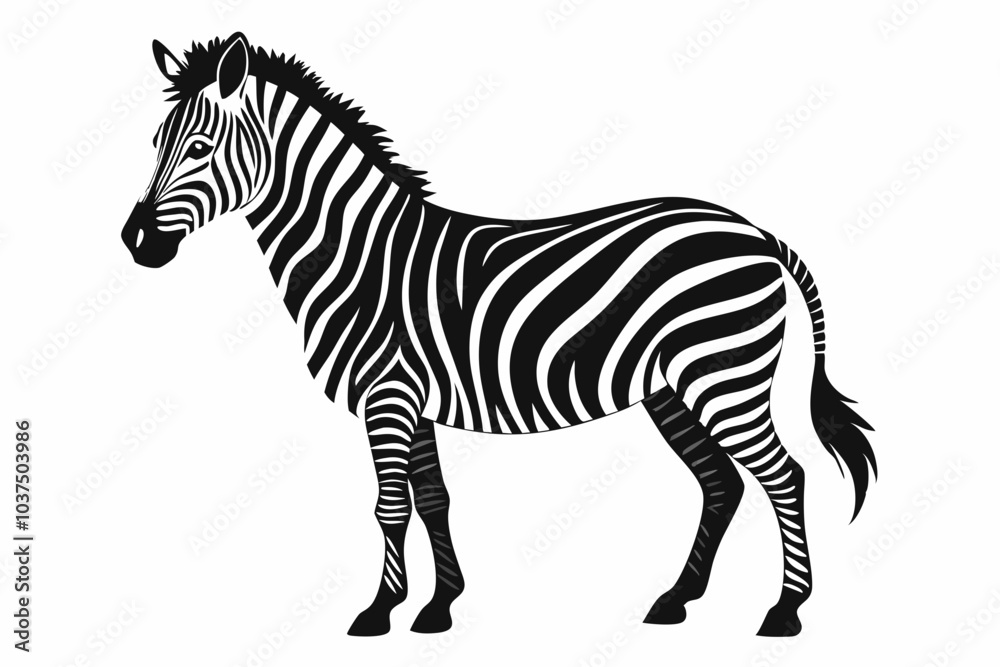 Zebra silhouette vector illustration on white background Zebra silhouette vector illustration on white background